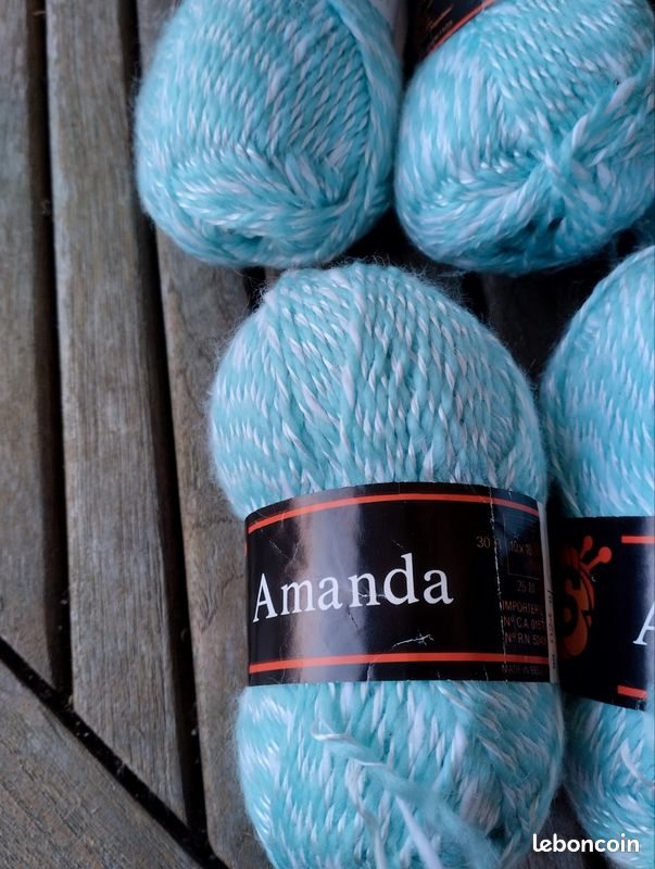 7 pelotes de laine Amanda chinées blanc/Turquoise 3suisse (image 3)