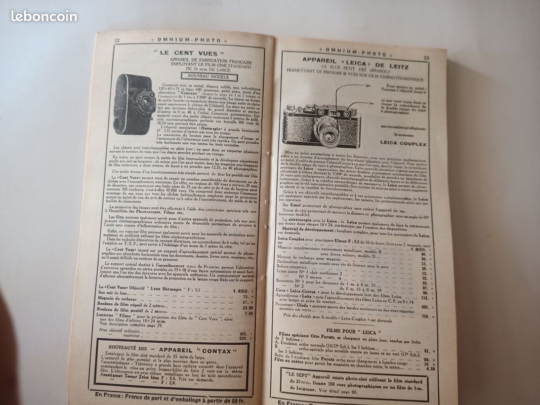 EXTRAIT CATALOGUE PHOTO HALL 1921 APPAREILS PRODUITS STEREOSCOPES MATERIEL EUR 25,00 - FR
