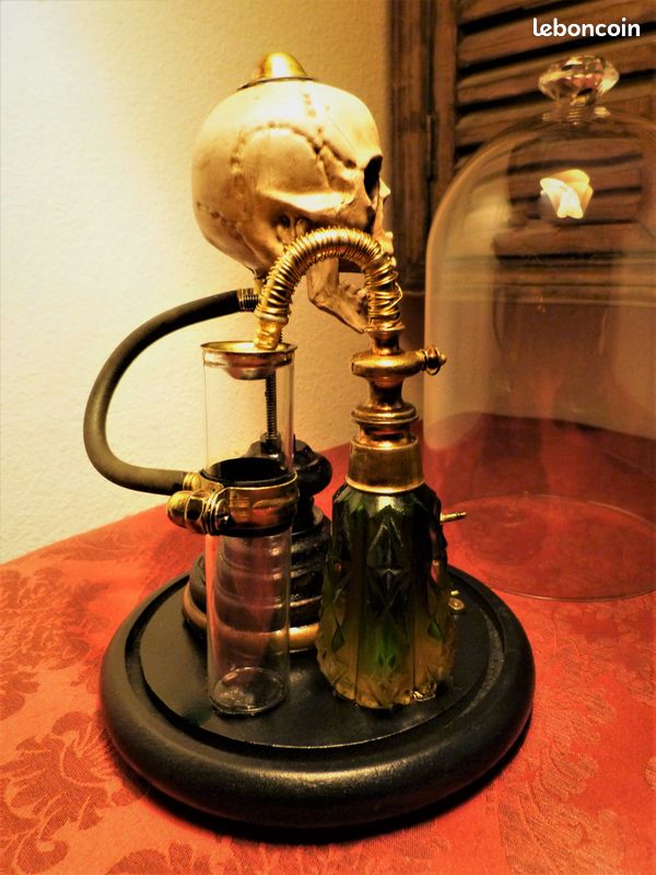 Globe de Curiosité Verre "SKULL OF VANITY XIX" Créa. Steampunk (image 7)