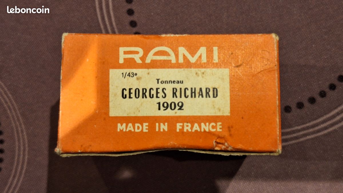 Rami JMK MOBIL Georges Richard Tonneau 1902 - Miniature 1/43 En Métal Sous Plexiglas (VARIANTE 4)