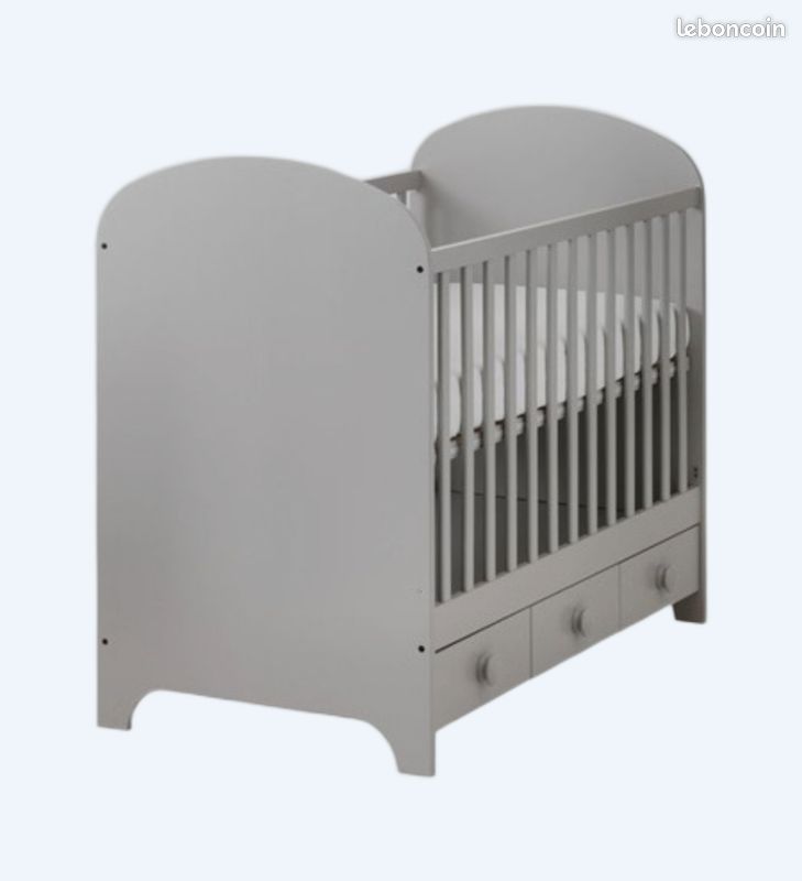 Lit bébé évolutif avec tiroirs + matelas (image 1)
