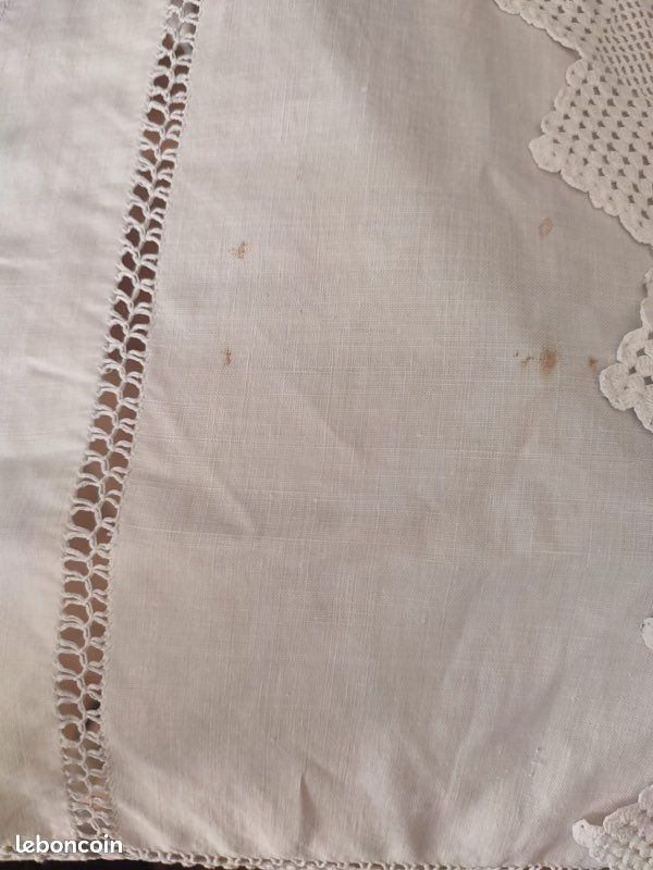 Nappe coton + carré coton dentelle ancienne (image 3)