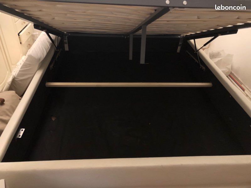 Lit coffre similicuir avec tête de lit 160x200cm et matelas (image 4)
