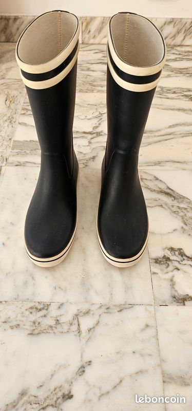 Bottes AIGLE En Cuir Marron Lacets - Taille 40 - Très Bon état - Semelle Caoutchouc