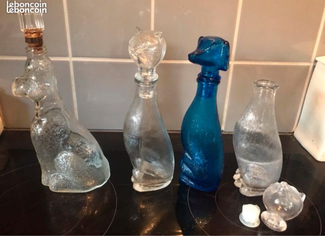 Bouteille carafe chien et chat ( Grisou ) (image 1)