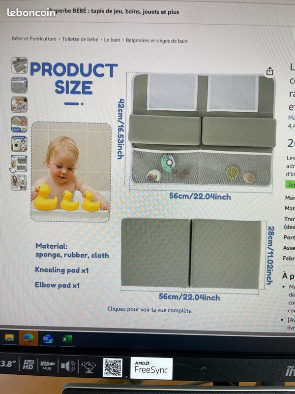 Ensemble De Genouillères Et Coudières De Bain Confortables Pour Bébé Avec Mousse à Mémoire De Forme Et Organisateur De Jouets De Bain