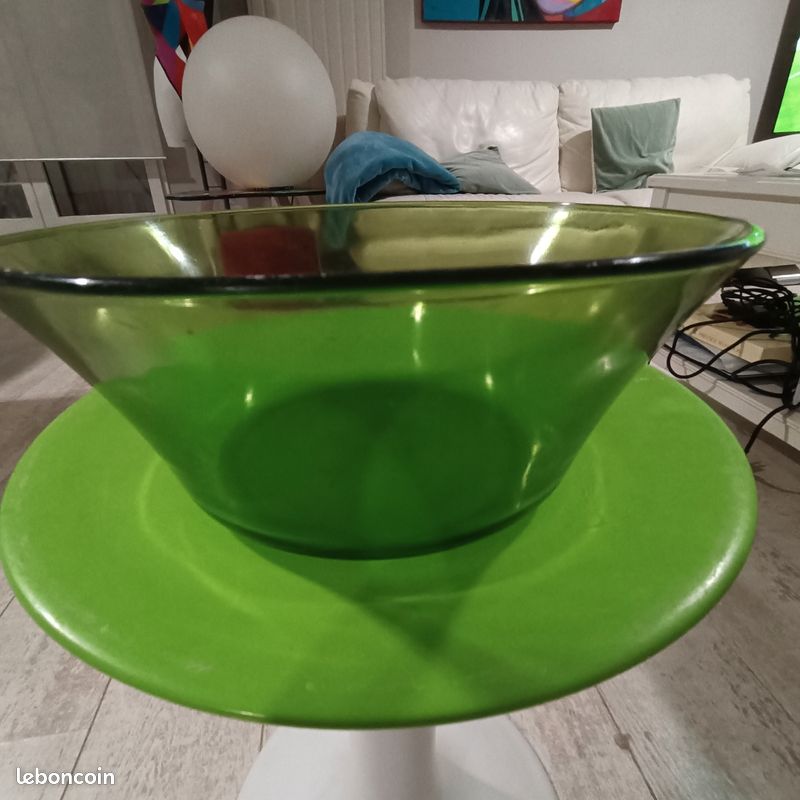Bol En Verre Duralex Vintage - Coloris Vert - Très Bon état - Modèle Rétro