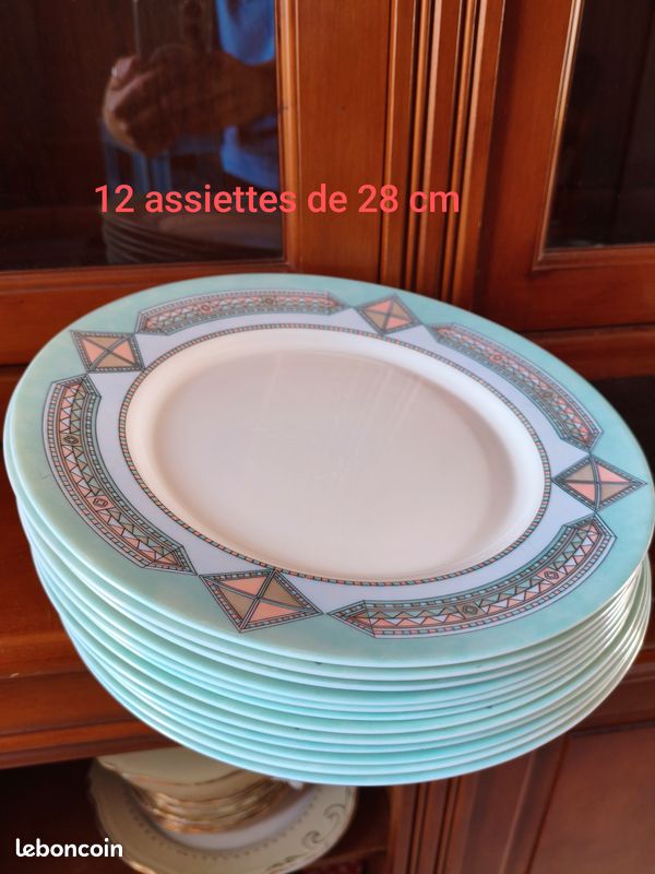 12 assiettes plates Arcopal France 28 cm (image 1)