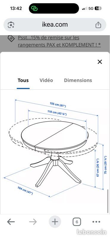 Table IKEA noire ROSENTORP (image 3)