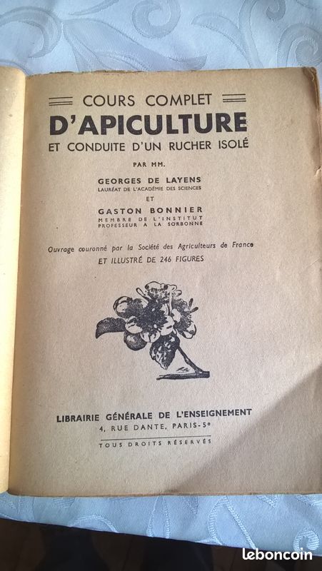 Cours Complet d'APICULTURE, De Layens, Bonnier, 1946 (image 4)