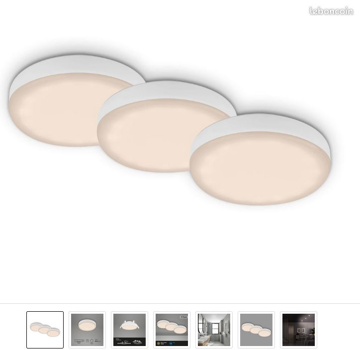 BRILONER, Lot de 3 spots encastrés LED pour salle de bain sans cadre, spots encastrés LED salle de bain, LED encastrés IP44, température de couleur blanc chaud, 3 W, 350 lm, 75 mm, blanc (image 1)
