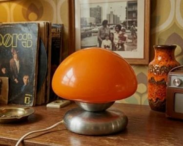 Lampe UFO en métal chromé orientable, space age, ovni, Aluminor, France