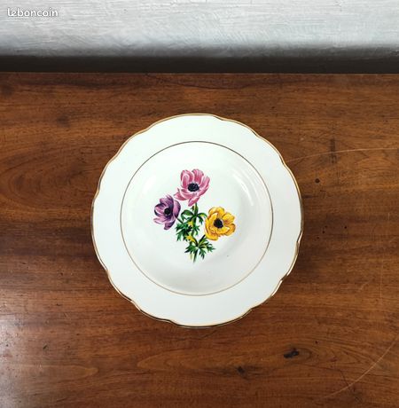 Lot De 8 Assiettes Bols En Grès Blanc - Peint Main Motif Fleur Jaune - DD3P6