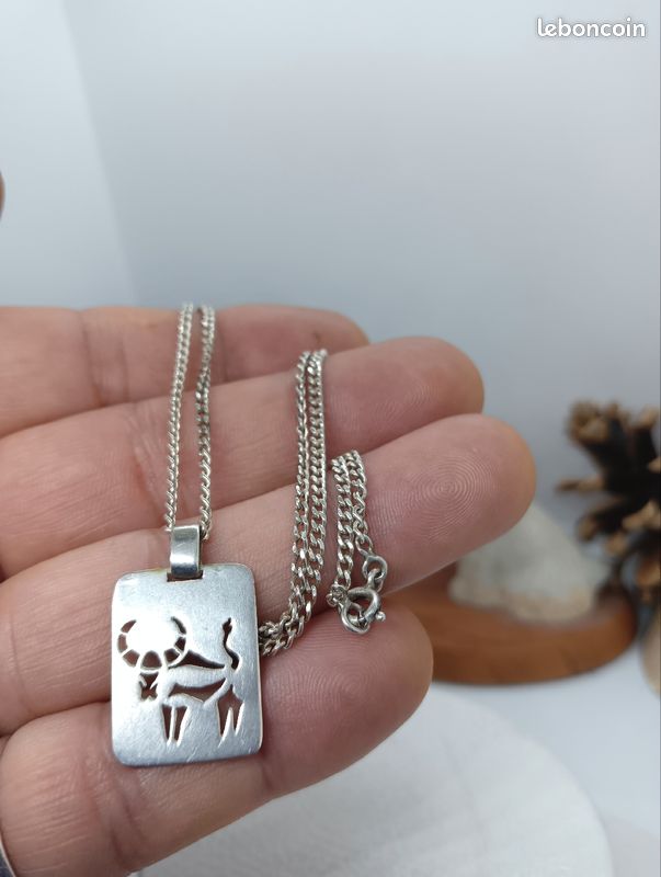 Collier très ancien argent pendentif bélier bé (image 6)