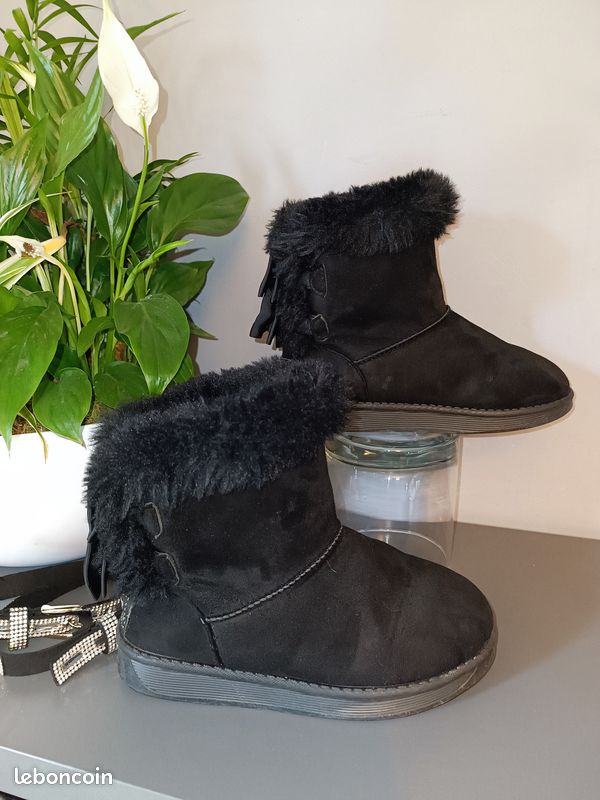 Bottines Fourrées Chaussure Style Ugg Chaussures Fourrées Noires