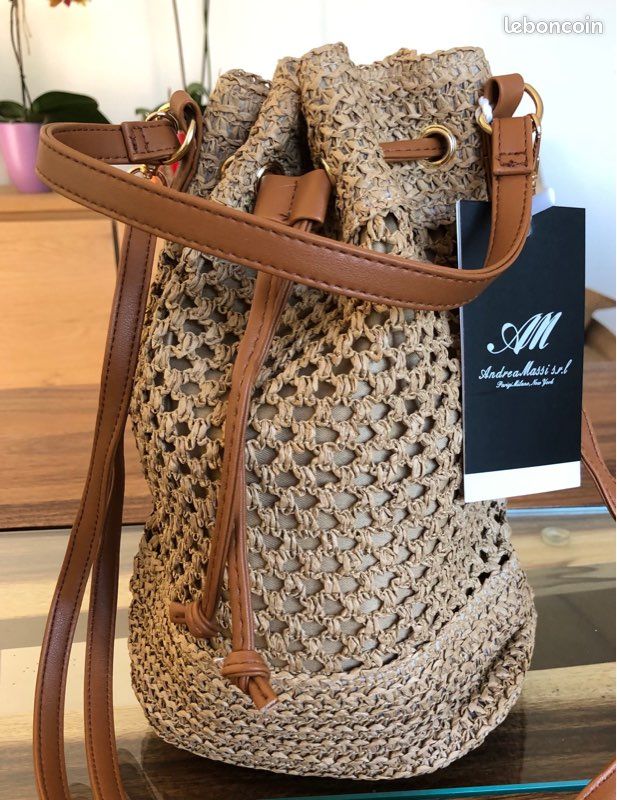 Sac seau osier Andrea Massi Accessoires Bagagerie