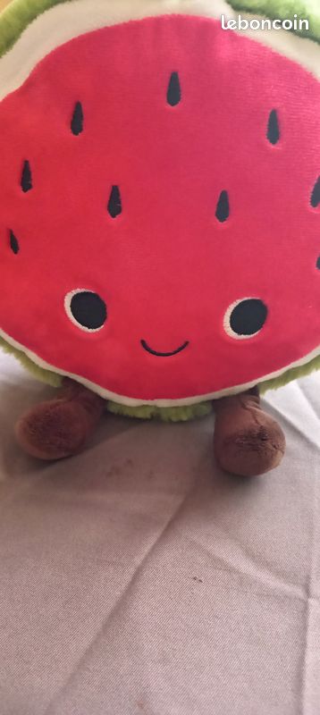 Peluche Pastèque Réversible – Coussin Doux En Peluche, Expression Changeante, Anti-stress, Pour Enfant Et Ado, Lavable En Machine