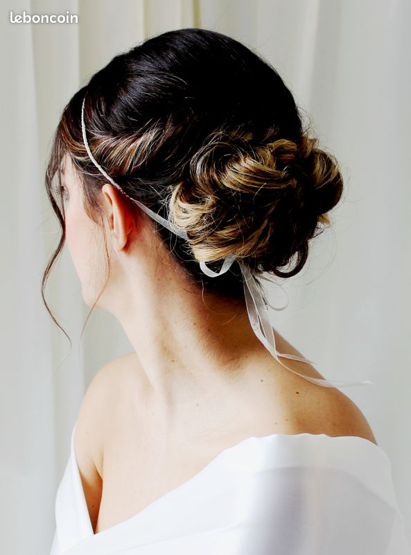 Headband perles ivoires et facettes dorées - ELISE - (image 6)