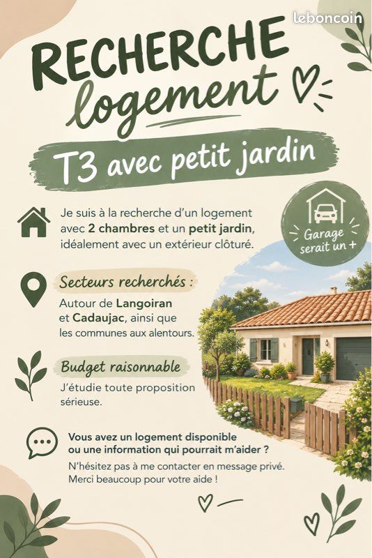 Maison 3 pièces 60 m² · à Langoiran · 60 m² · 590 €/mois