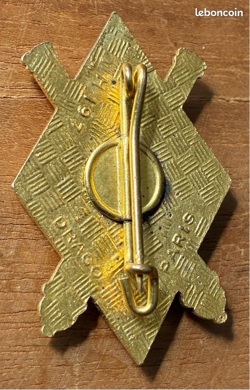 Insigne du 68e RAA Régiment d’Artillerie d’Afrique H197 Drago Paris dos guilloché (image 2)