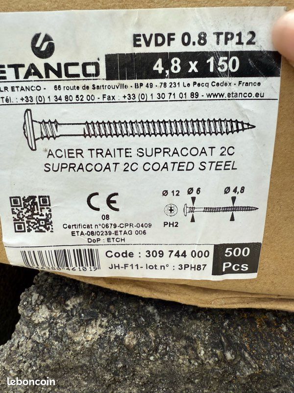 Carton 500 vis tête plate (image 1)