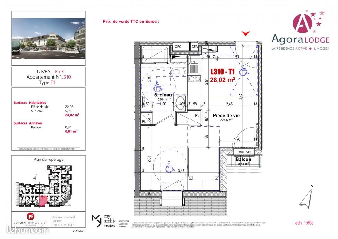 Appartement a louer limoges - 1 pièce(s) - 28 m2 - Surfyn