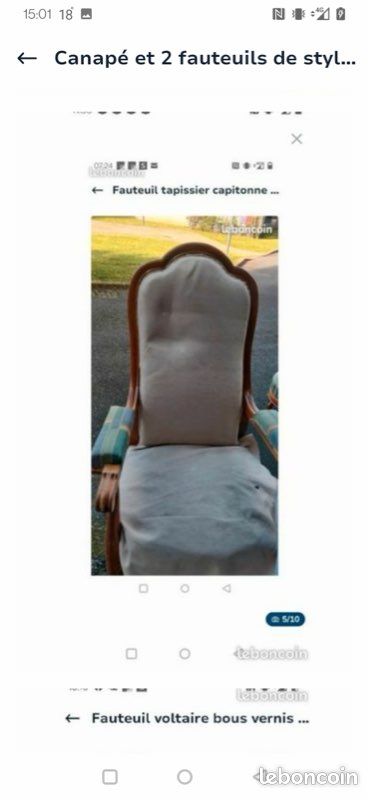Fauteuil voltaire bois ébéniste et tapissier de renom Pierre frey 125euros (image 1)