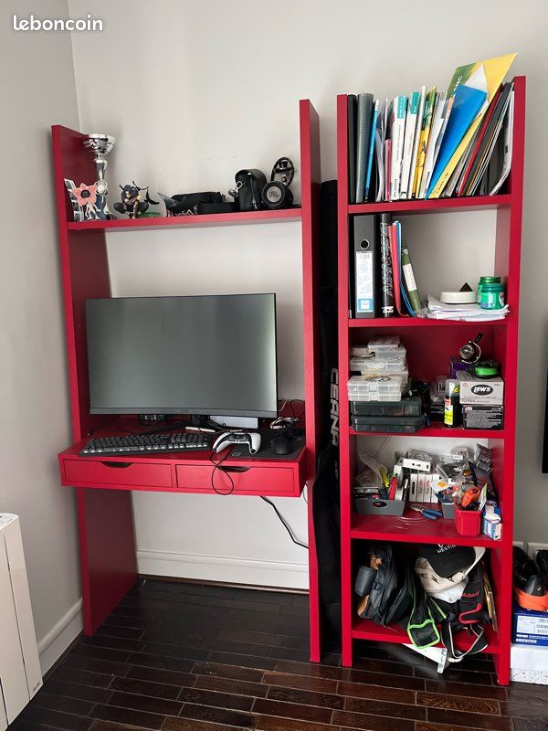 Bureau et bibliothèque Alinéa rouge (image 1)