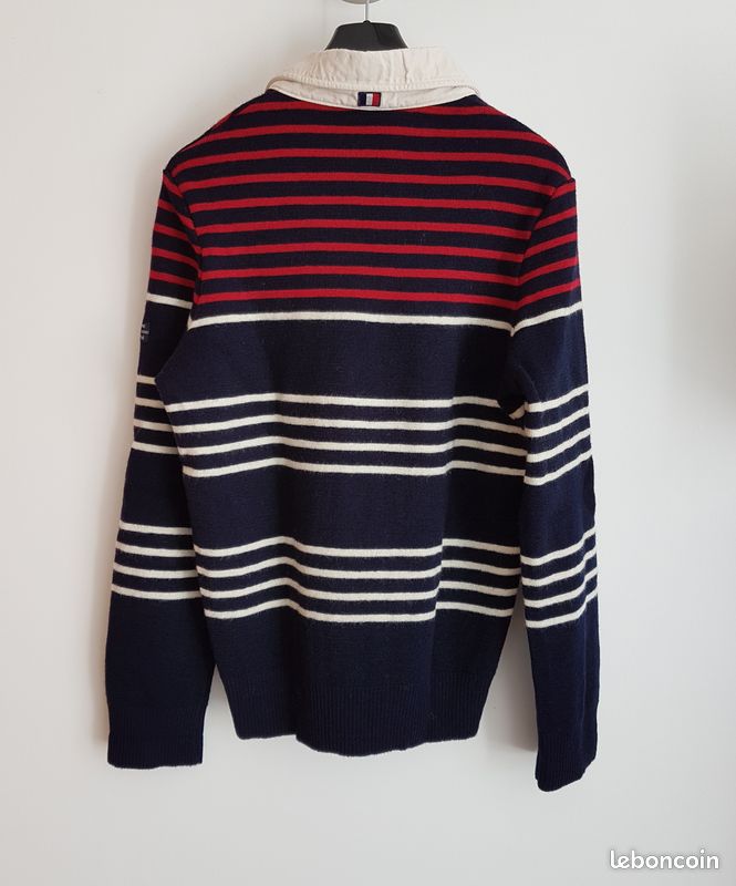 Pull Homme St Johns Bay Rayé Multicolore Taille L - Neuf Avec étiquettes, 100% Coton, Col Rond