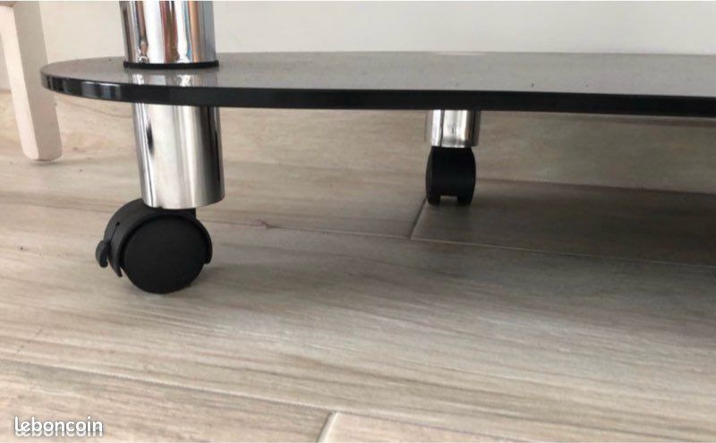 Bureau / desserte en verre trempé noir (image 7)