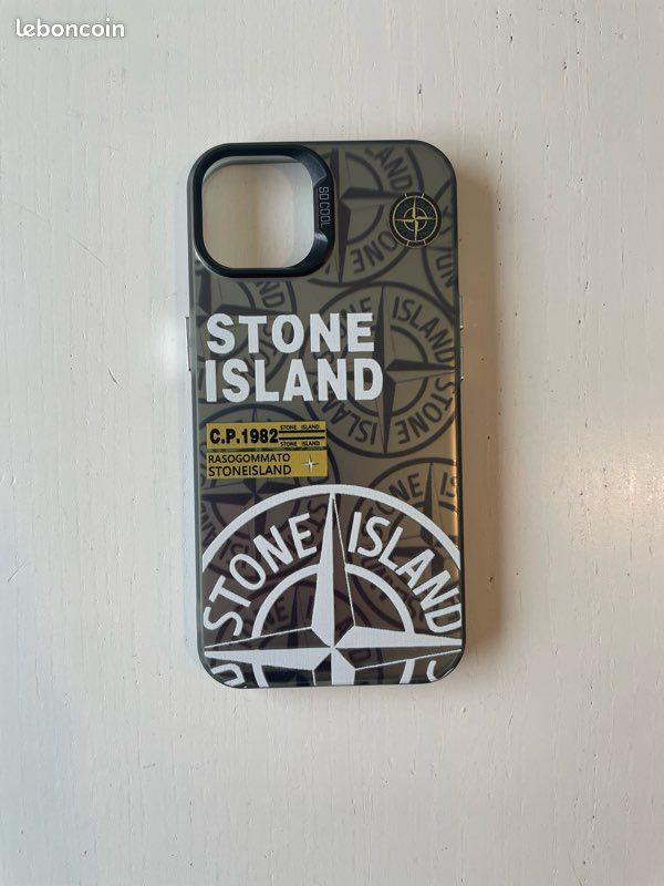 Coque Stone Island Métallique Blanche Pour IPhone 13 - Anti-choc - Livraison Offerte !