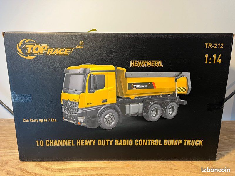 Top Race Camion à Benne Télécommandé 1:18 – 6 Canaux, Lumières & Son, Pour Enfants 3-7 Ans