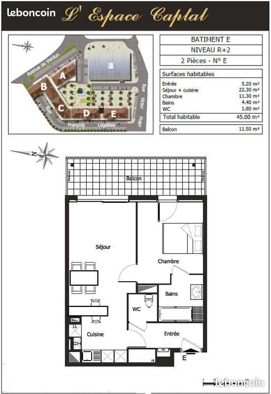 Appartement 2 pièces 45 m² · à La Teste-de-Buch · 45 m² · 710 €/mois