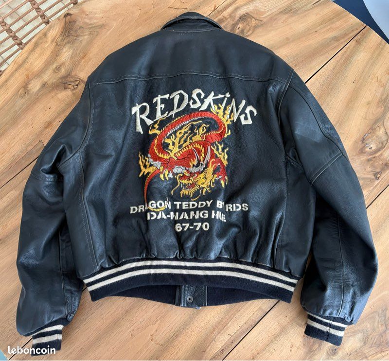 Veste Cuir Vintage REDSKINS Style Perfecto - Taille XL - Occasion Très Bon état