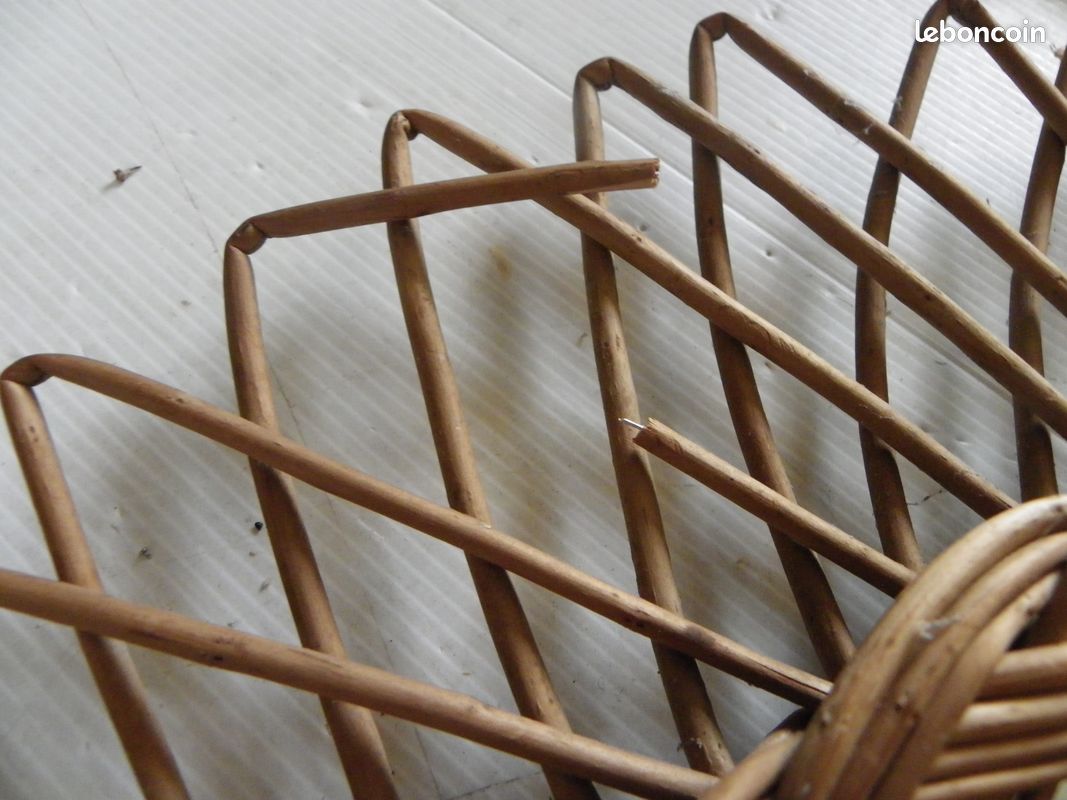 Miroir vintage osier/rotin D 54 cm 1 tige cassé (image 6)