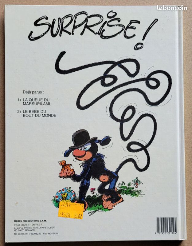 Marsupilami T 3 Mars le Noir BATEM YANN éd Marsu production Mars 1989 EO (image 3)