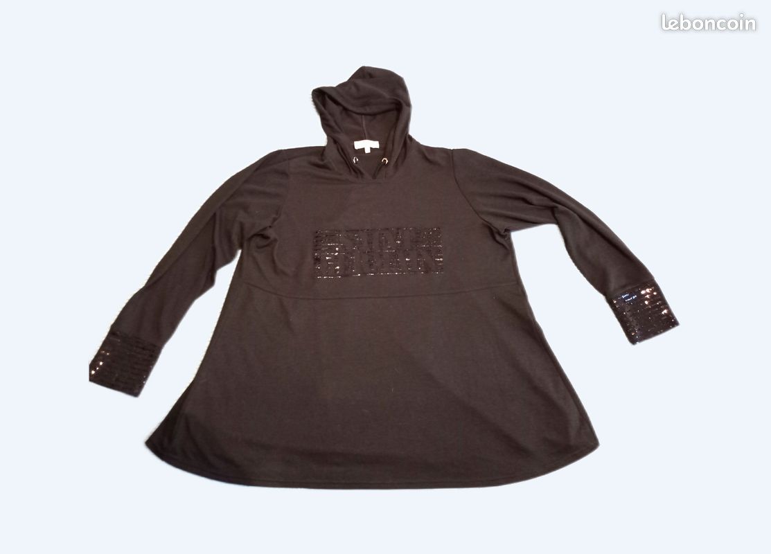 Sweat léger noir/pailleté, de marque Vêtements
