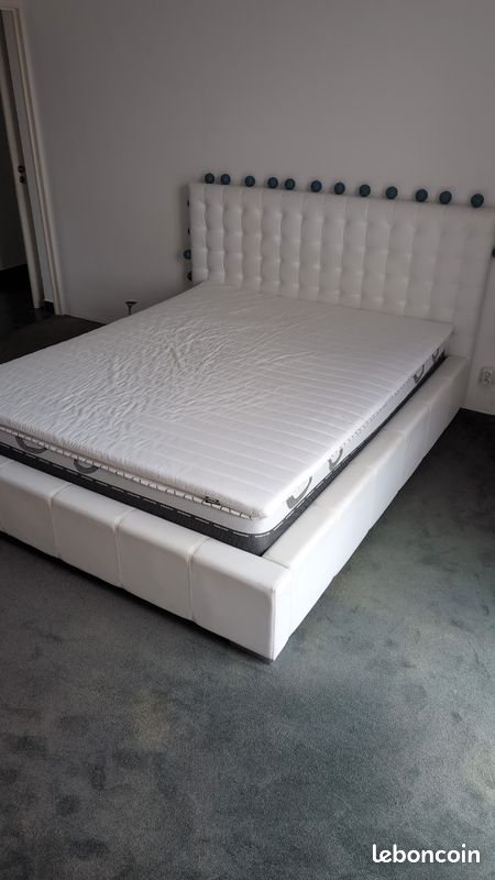 Lit 160x200 + sommier + matelas (image 1)