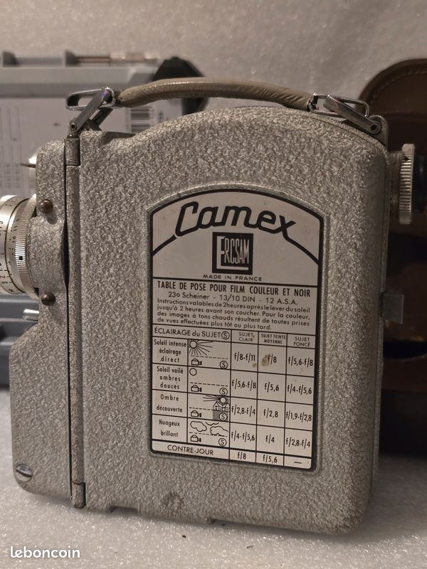 Ancienne caméra Super 8 Camex Ercsam Made in France vintage avec sacoche cuir