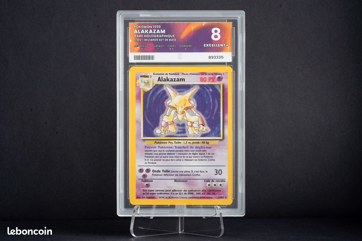 Carte Pokmon ALAKAZAM 1/102 EX+ (PG 8) |  Set de base 1999 Holo  Unlimited - Collection