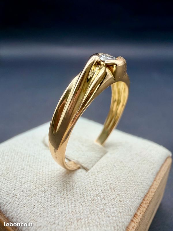 Bague au diamant serti clos – Or 18 carats (750‰) (image 3)