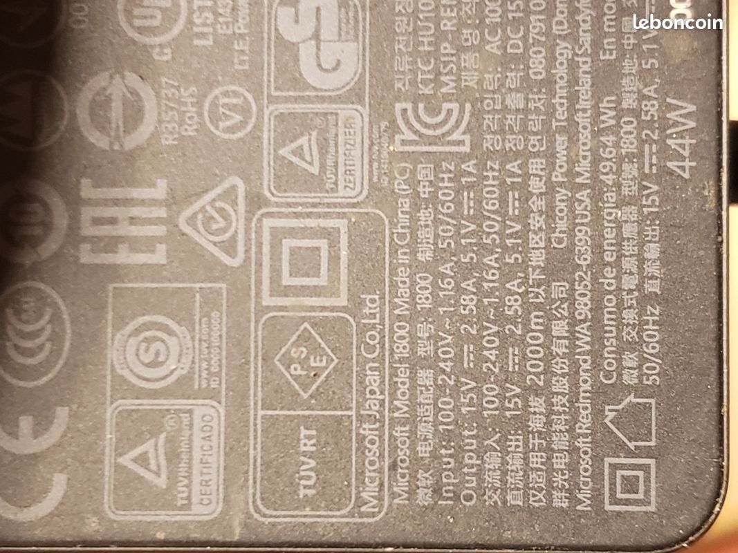 Chargeur Microsoft Surface / Surface laptop (image 3)