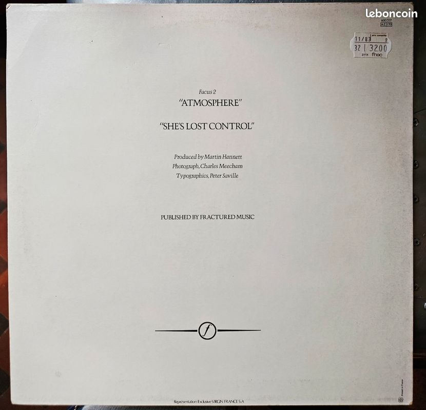 VINYLE - Joy Division - She ́s Lost Control - Atmosphere - Original 1980 - (image 2)