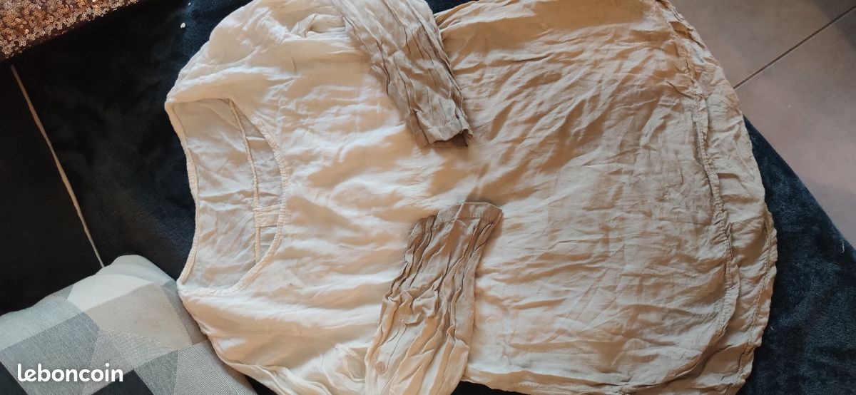 Tee shirt dégradé beige marron (image 1)