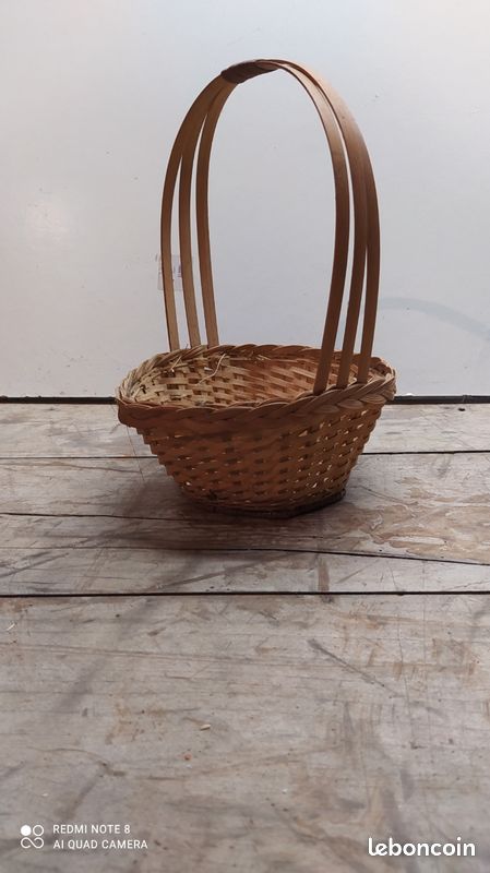 Panier en osier / rotin avec anse – déco campagne vintage (image 2)