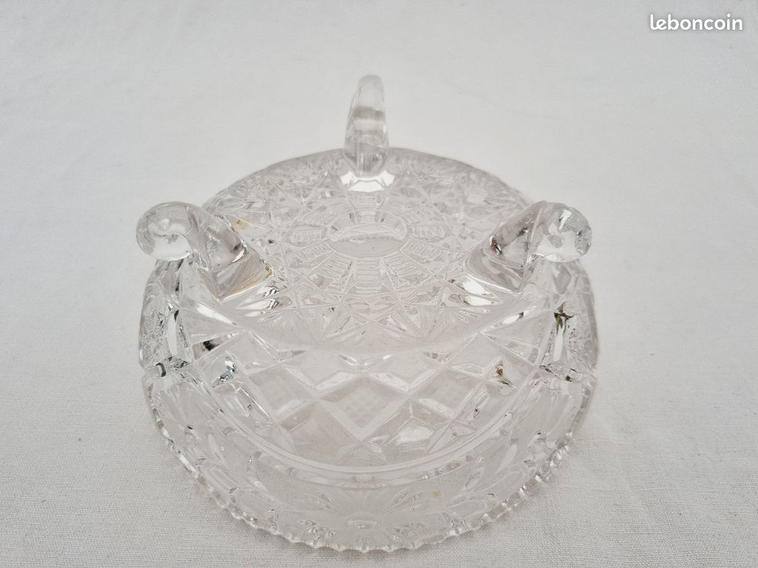 Coupe tripode en verre vintage, diamètre 16cm (image 4)