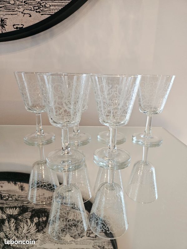 Série de 5 verres à filets dorés - Brocante et Déco Chic