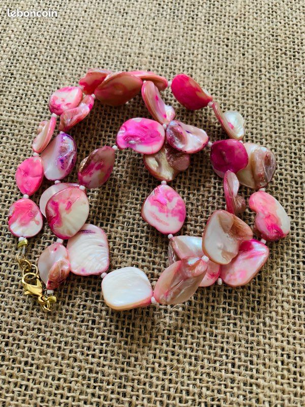Collier de nacre véritable rose (image 4)