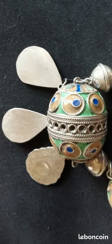 Ancien collier Berbère Tiznit Maroc Maghreb Email (image 9)