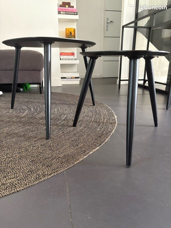 2 tables basses gigognes en bois foncé (image 3)